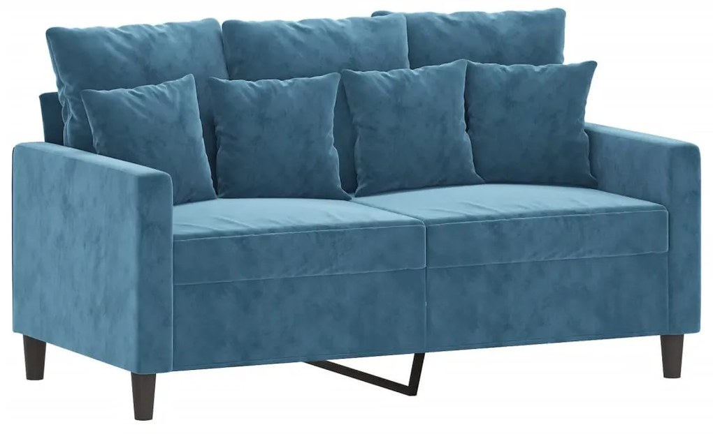 kétszemélyes kék bársony kanapé 120 cm