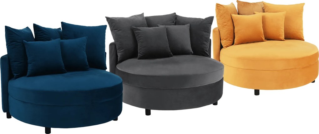 Kerek fotel, Velvet szövet kék, SALOTO