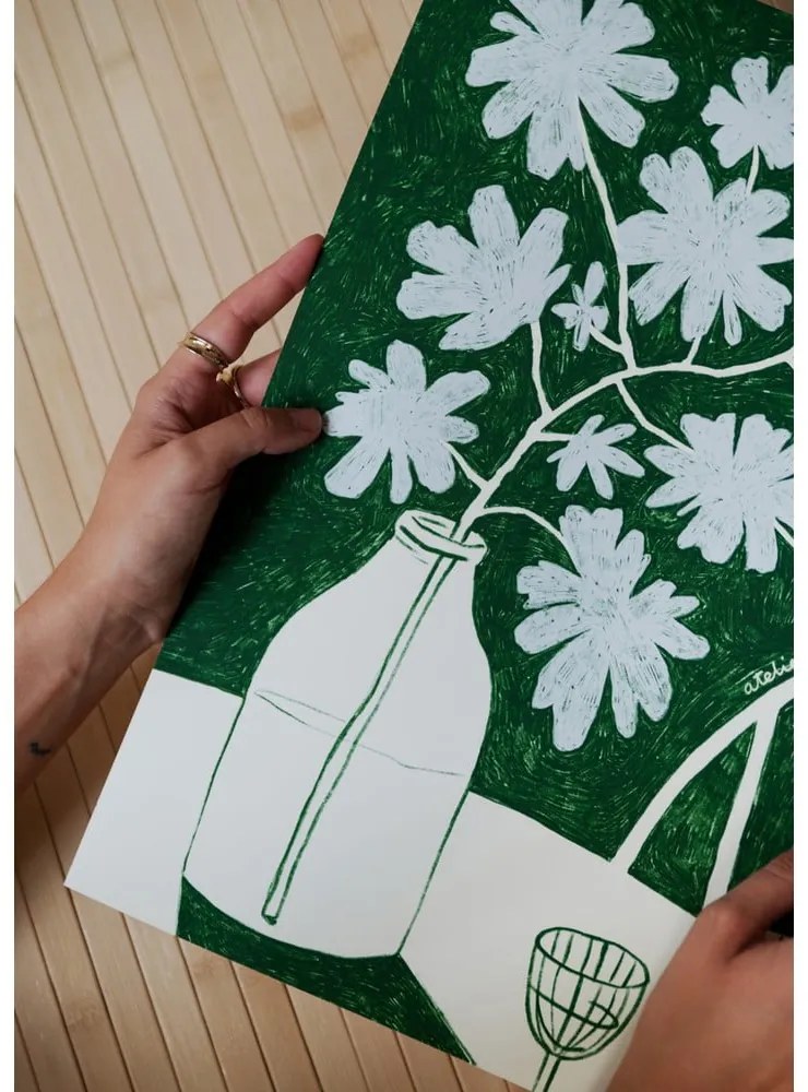 Poszter 30x40 cm Blue Flowers & Red Wine – Anouk van Cleef – The Poster Club