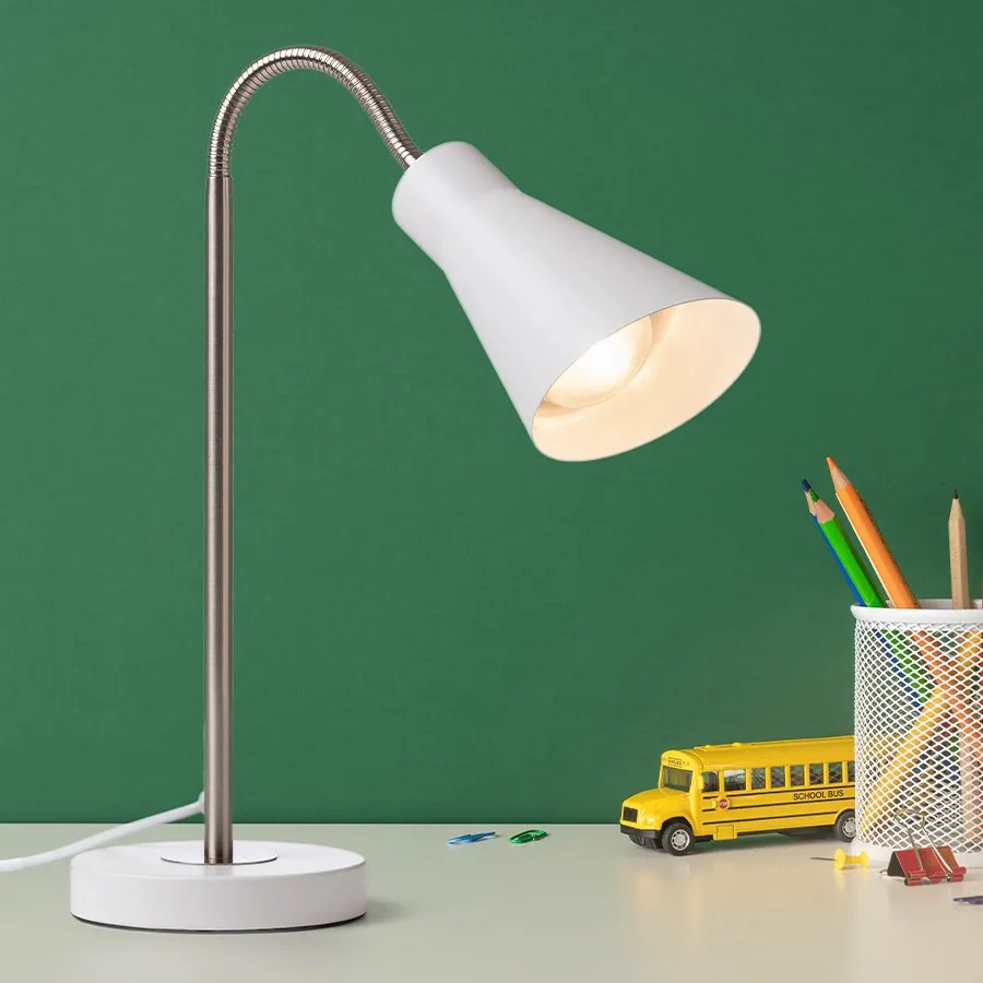 RENDL ANIKA asztali lámpa matt fehér matt nikkel 230V LED E27 15W