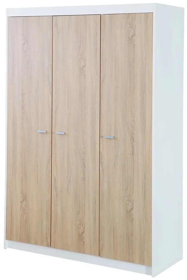 Fehér-natúr színű gyerek ruhásszekrény tölgyfa dekorral 131x190 cm Gabriella – Roba