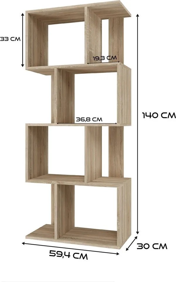 Fiesta 4P nyitott álló polc, tároló, sonoma