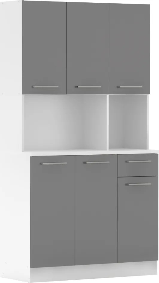 Hatajtós szekrény, fehér/grafit, PELION NEW