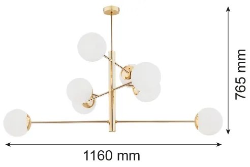 Argon 5043 - Csillár rúdon CAMERON 8xE27/15W/230V sárgaréz