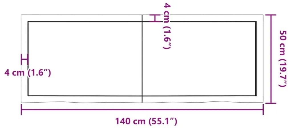világosbarna kezelt tömör tölgyfa asztallap 140x50x(2-6) cm
