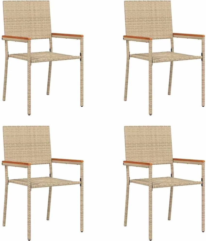 vidaXL Kerti összecsukható székek 4 pcs Krém és barna