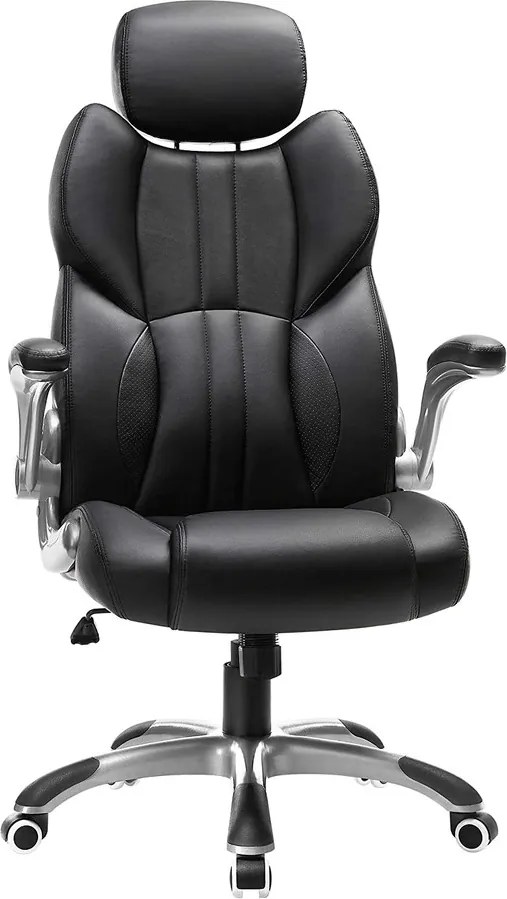 SONGMICS STEVON ergonomikus irodai és gamer forgószék, állítható fejtámlával, felhajtható karfákkal, max. 150 kg, fekete