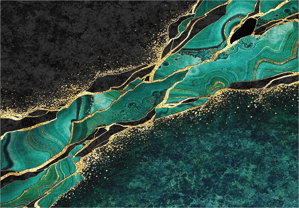 Fotótapéta Smaragd Elmosódás Márvány Elegancia Türkiz Arany 150x105 +ragasztó