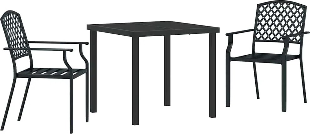 vidaXL Kert étkező szett 3 pcs Antracit Porszórt acél