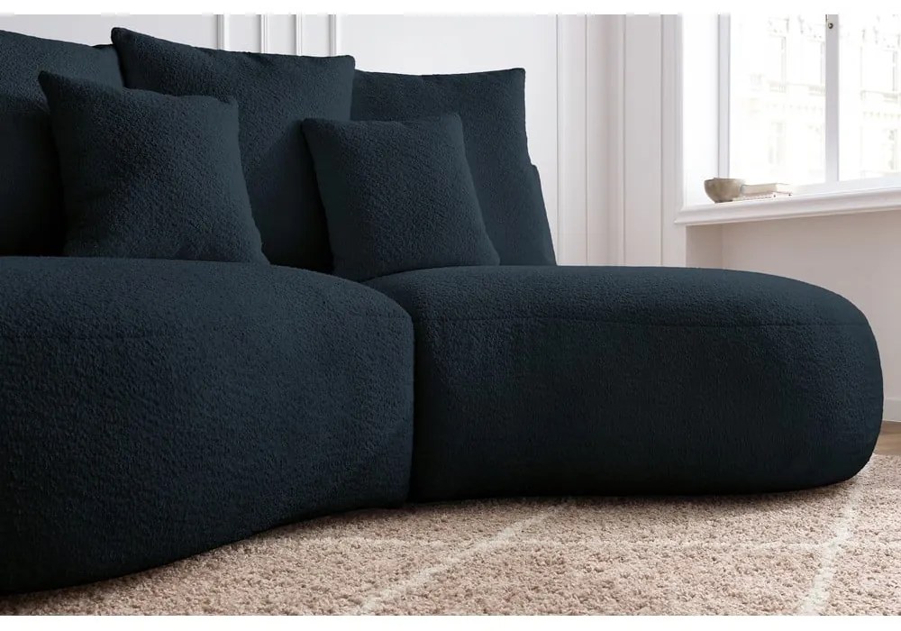 Sötétkék buklé szövet kanapé 260 cm Saint-Germain – Bobochic Paris
