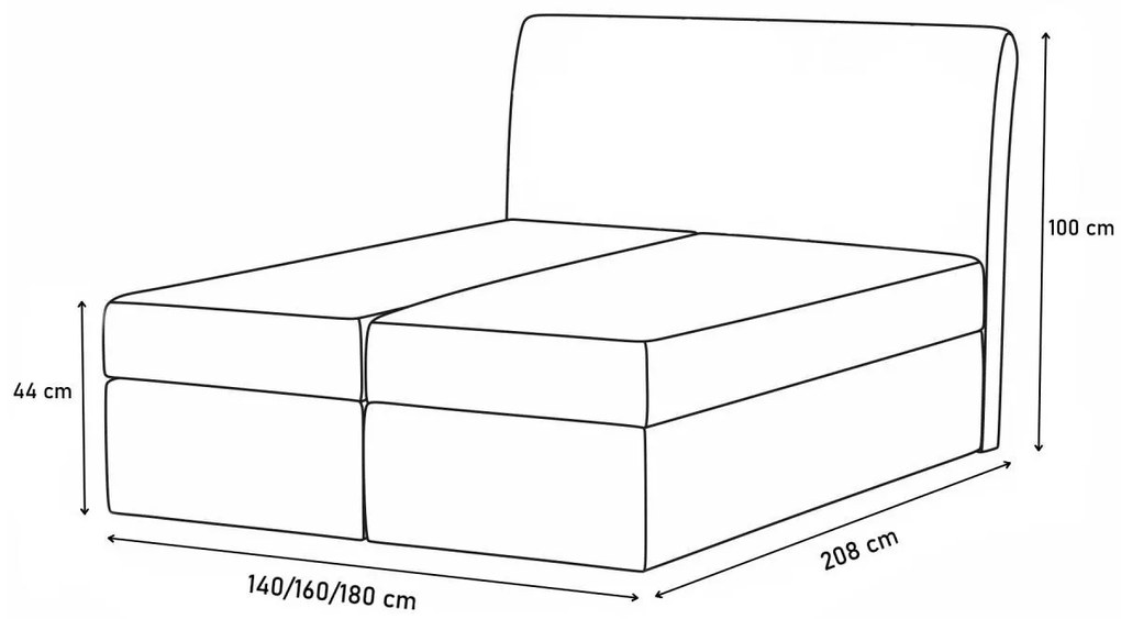 Francia ÁGY THOMAS matraccal, 180x200, Dolaro 511 fehér /Siena szürke