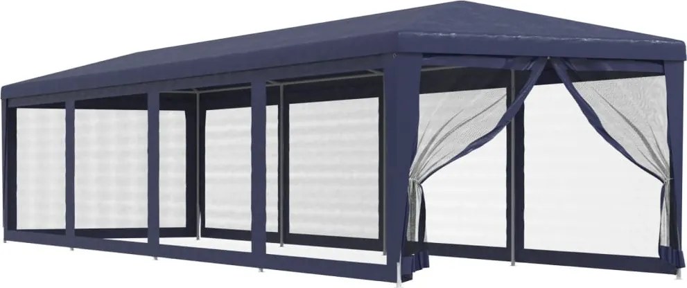 Kék HDPE rendezvénysátor 10 hálós oldalfallal 3 x 12 m