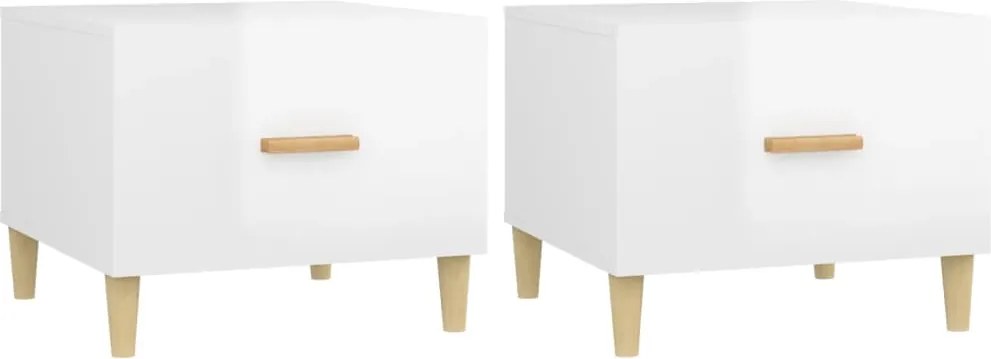 vidaXL 2 db magasfényű fehér szerelt fa dohányzóasztal 50 x 50 x 40 cm
