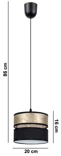 Csillár zsinóron LIMA 1xE27/60W/230V arany/fekete