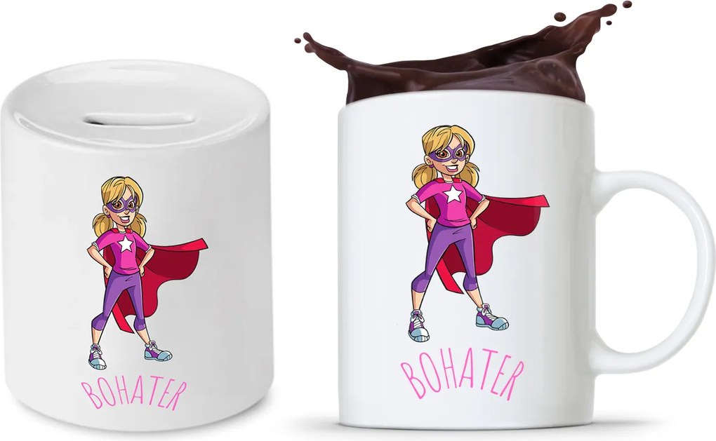 Gyerek Szett Lánya Fia Bögre Persely nyomott mintával