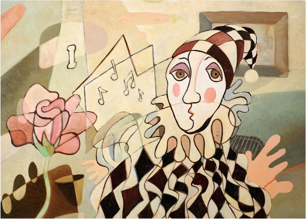 Kép - kubizmus -harlequin and rose (70x50 cm)