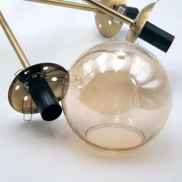 Csillár rúdon ROLLO 8xE14/5W/230V arany/füstös bézs