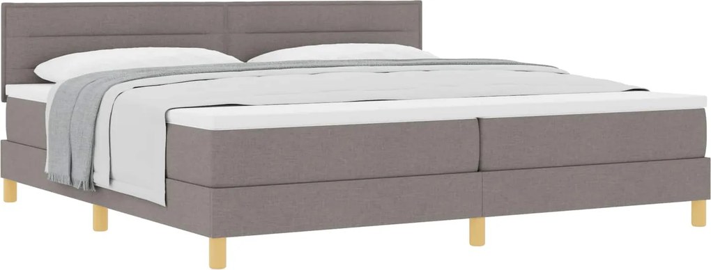 vidaXL Boxrugós ágy matracmal fejtámlával Tópszínű 200 x 200 cm szövet