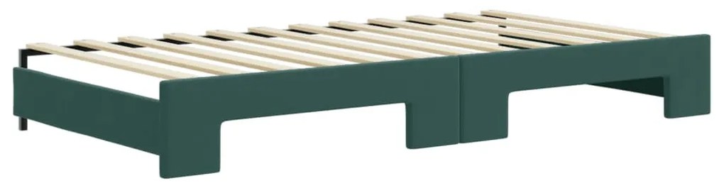 sötétzöld kihúzható bársonyheverő 100 x 200 cm