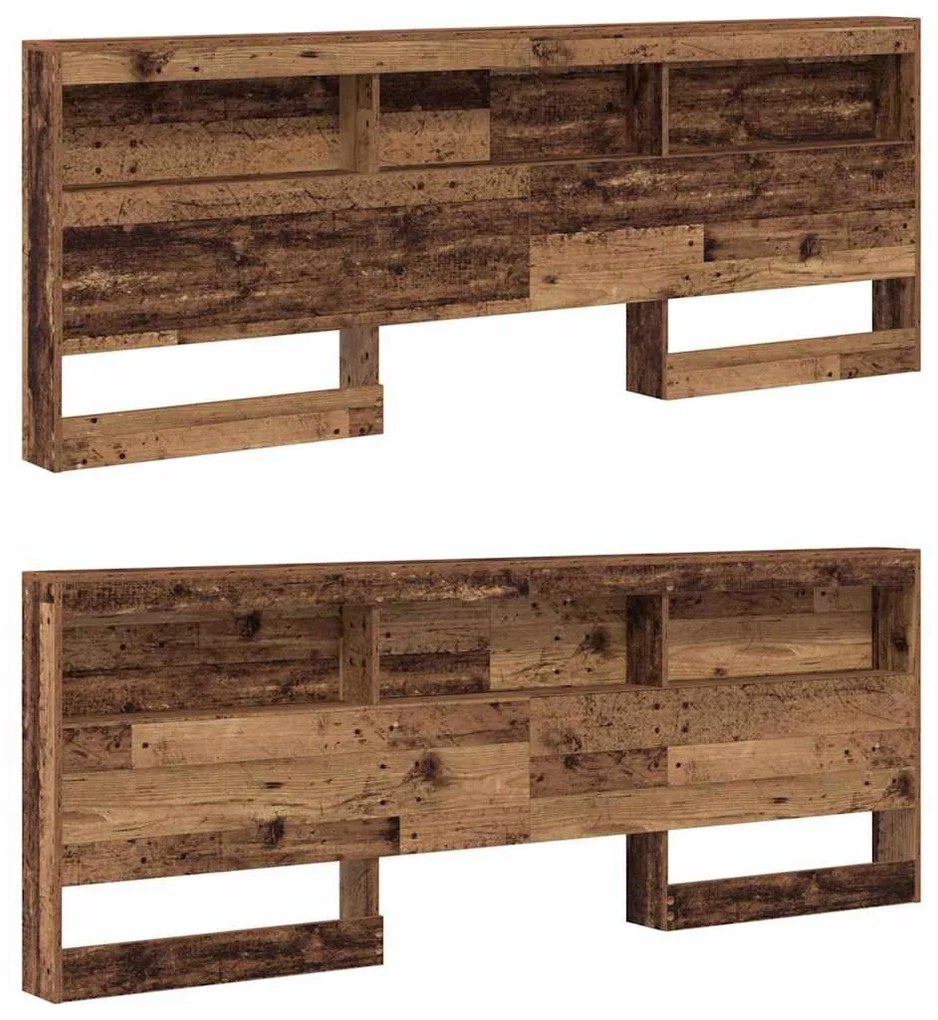 Tároló fejtámla polcokkal fejtámlával Régi fa 200 cm Faanyag