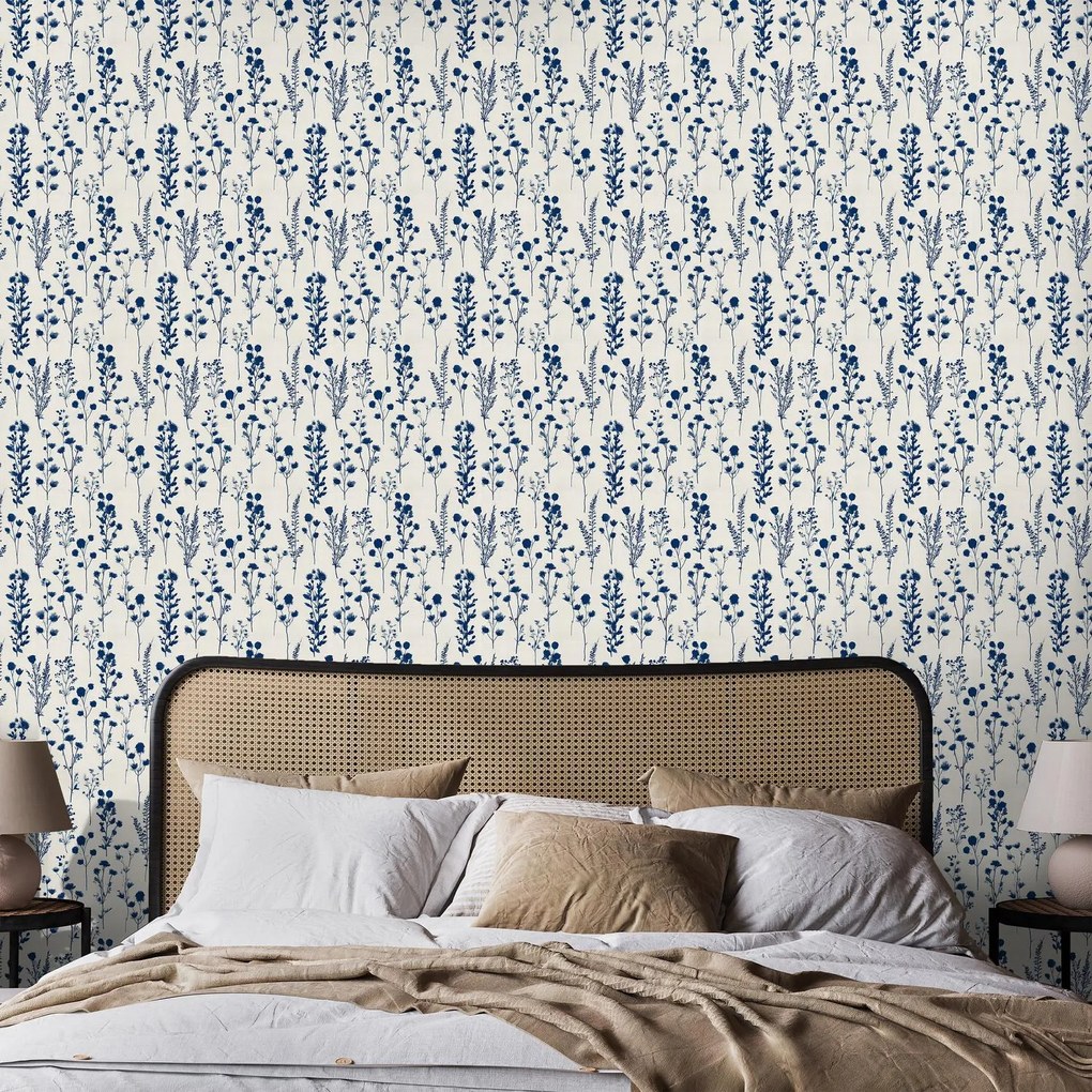 Fotótapéta - Kék mintás virágok (147x102 cm)