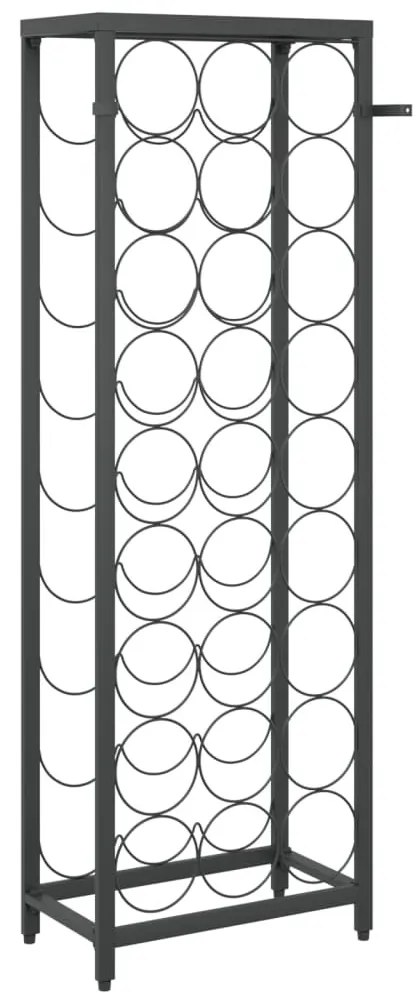 Fekete kovácsoltvas bortartó 27 palackhoz 34 x 18 x 100 cm