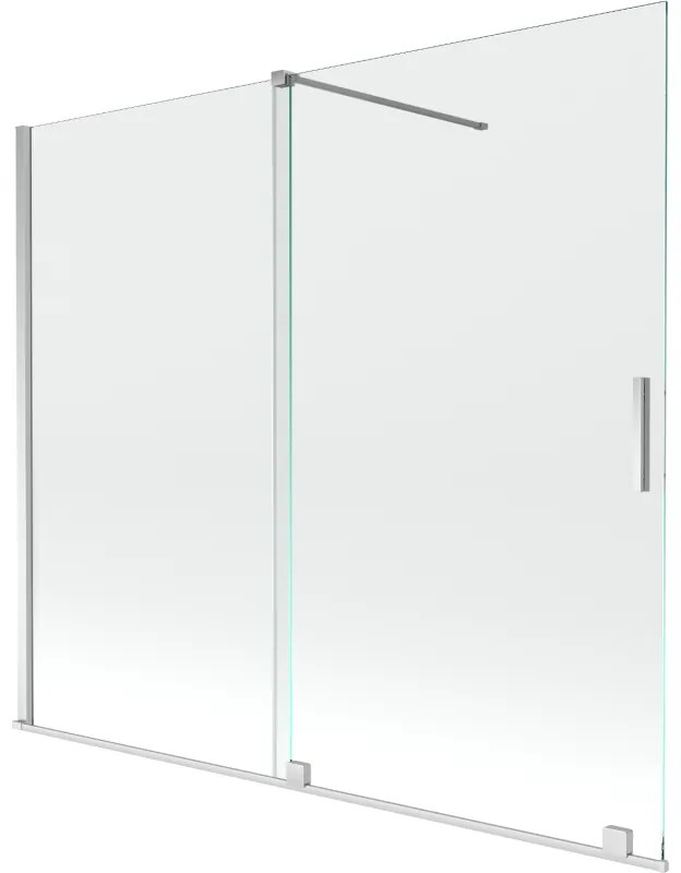 Mexen Velar, 2 szárnyas eltolható kádparaván 180 x 150 cm, 8mm átlátszó üveg, króm profil, 896-180-000-01-01