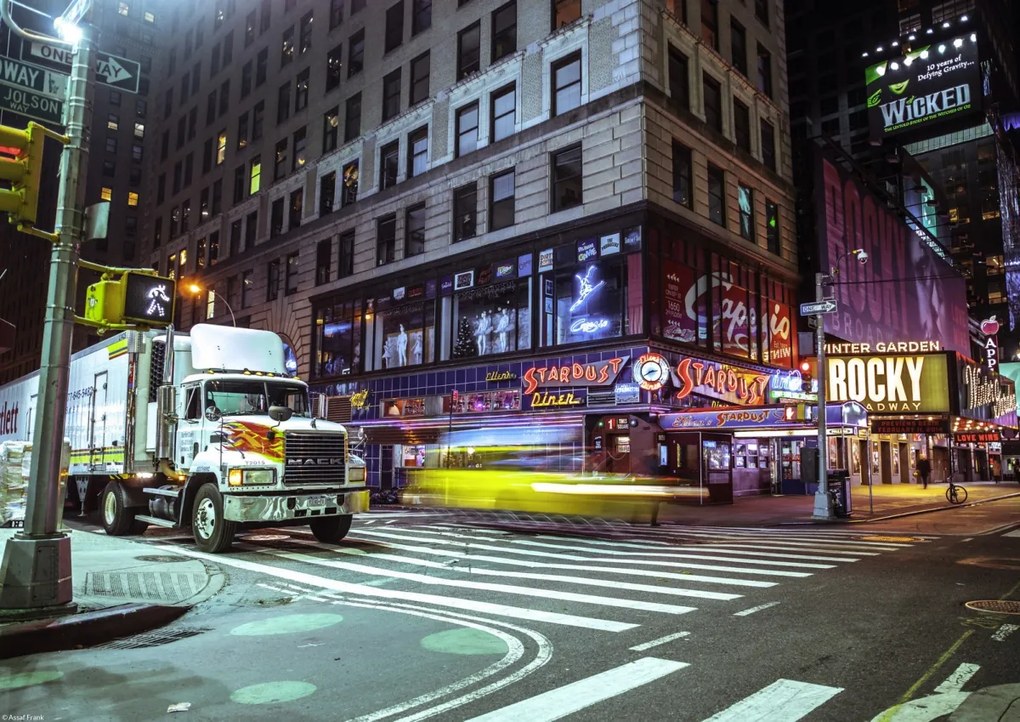 Poszter 42x29,7cm Times square és Broadway éjszaka New York, Assaf Frank