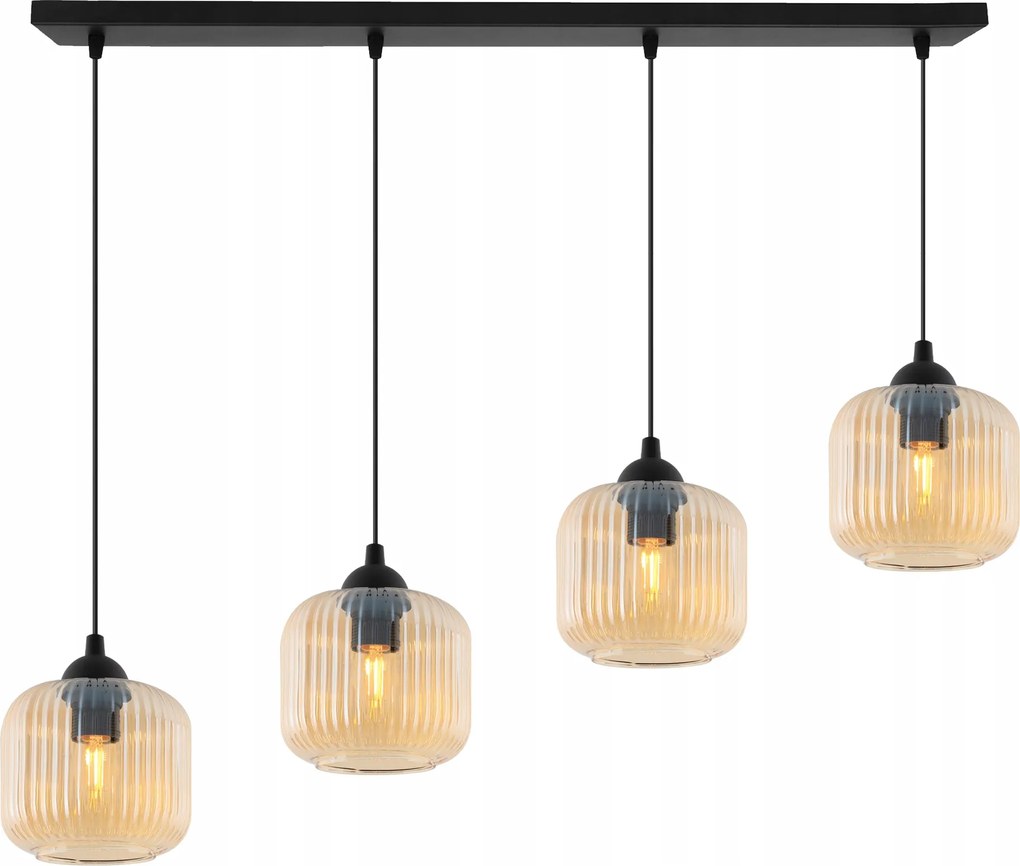 Függő Lámpa Mennyezeti Csillár Nappali Konyha Díszléc Méz Üveg 4XE27