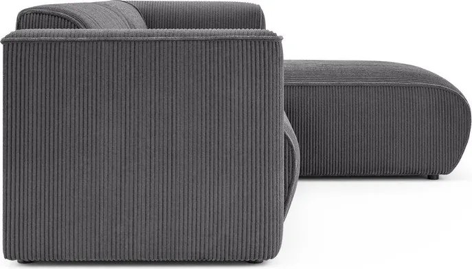 Sötétszürke kordbársony sarokkanapé (jobb oldali-heverő résszel) Merid – Ropez
