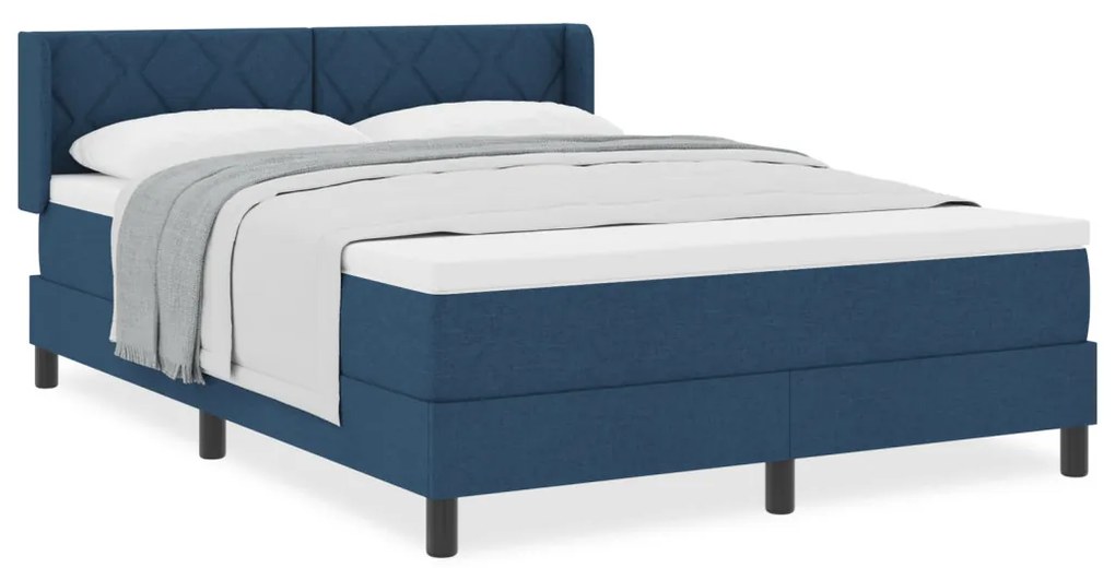 Boxspring ágy matracra, kék, 140 x 200 cm, szövet