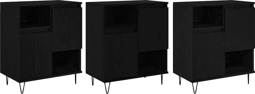 vidaXL Széf 3 pcs Fekete tölgy 60 x 35 x 70 cm