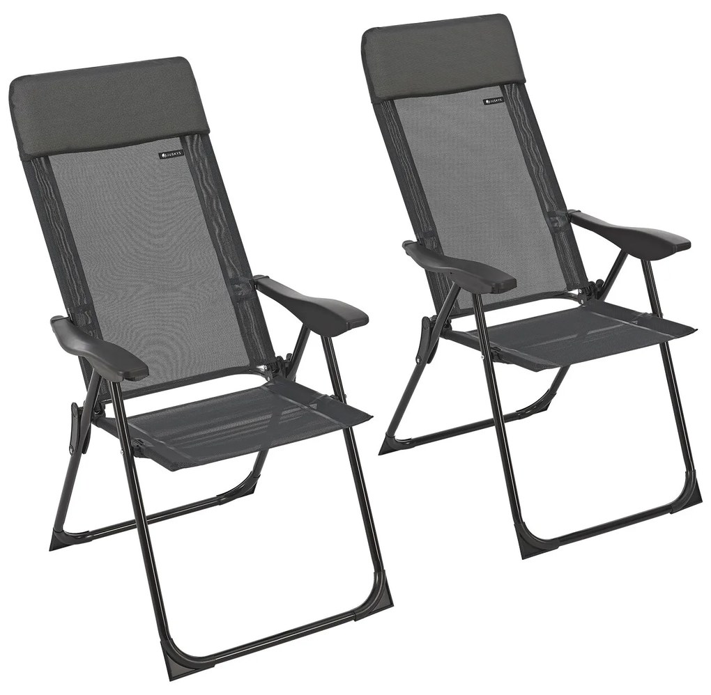 Torri kempingszék (2 db) állítható háttámlával - antracit