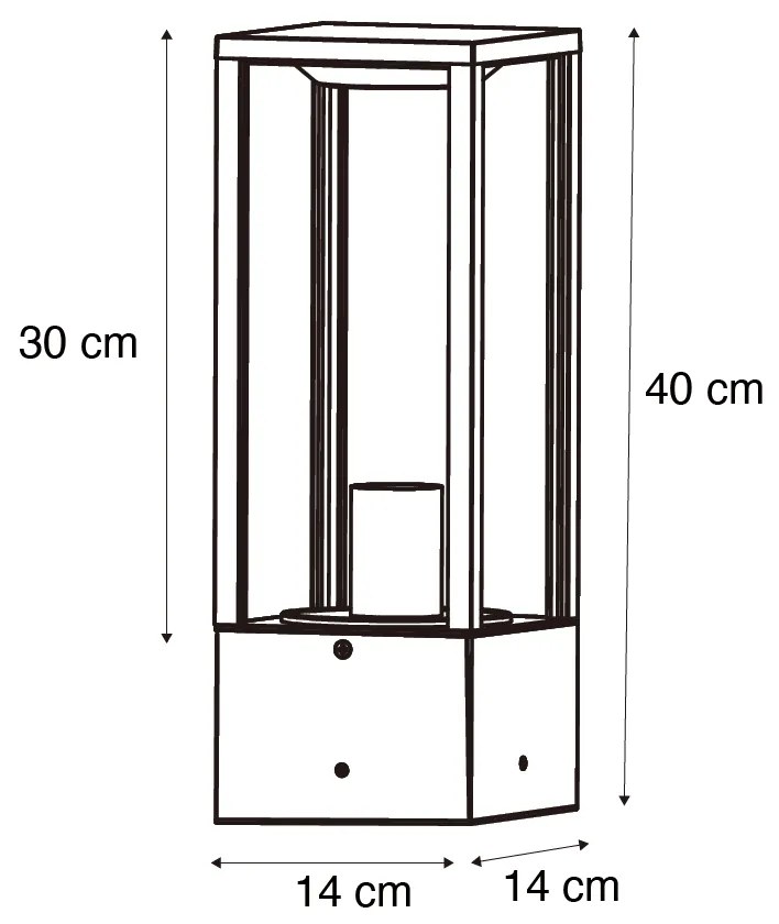 Füstös fekete kültéri állólámpa 40 cm IP44 - Charlois