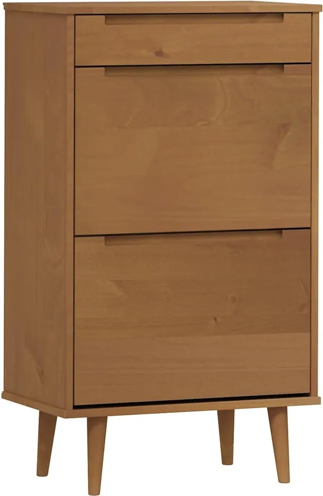 vidaXL MOLDE barna tömör fenyőfa cipőszekrény 59,5 x 35 x 103 cm