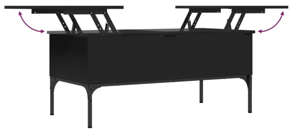 vidaXL fekete szerelt fa és fém dohányzóasztal 100 x 50 x 45 cm