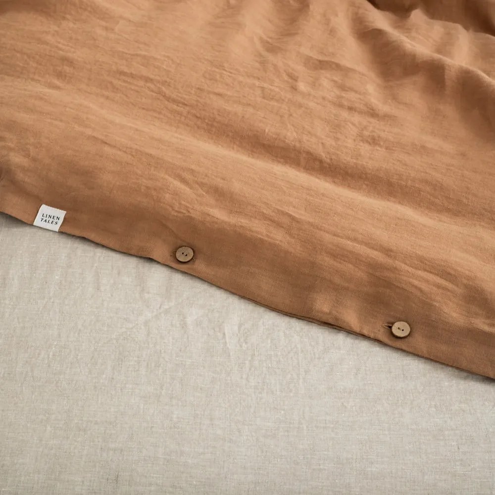 Barna kétszemélyes len ágyneműhuzat 200x200 cm – Linen Tales