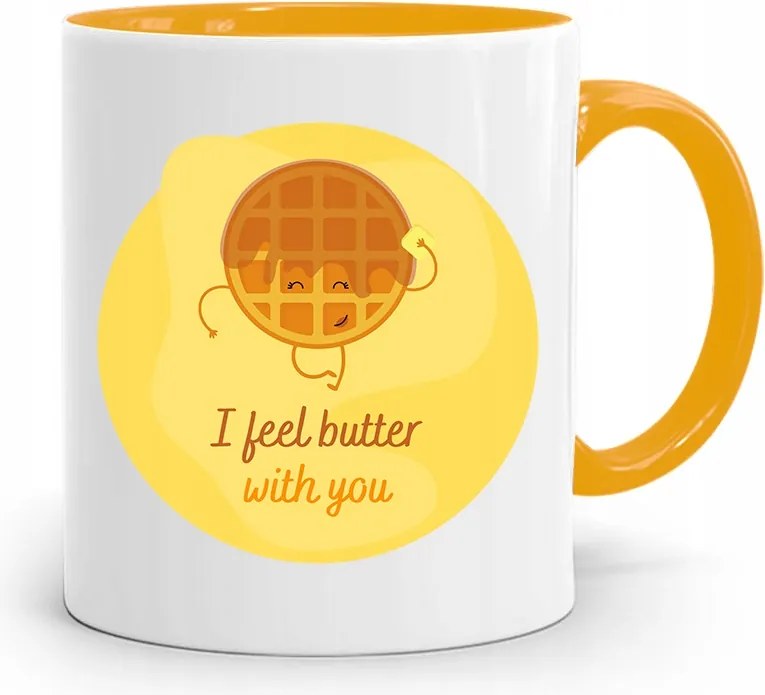 Sárga Bögre Lányoknak És Feel Butter With You fényképes nyomtatással