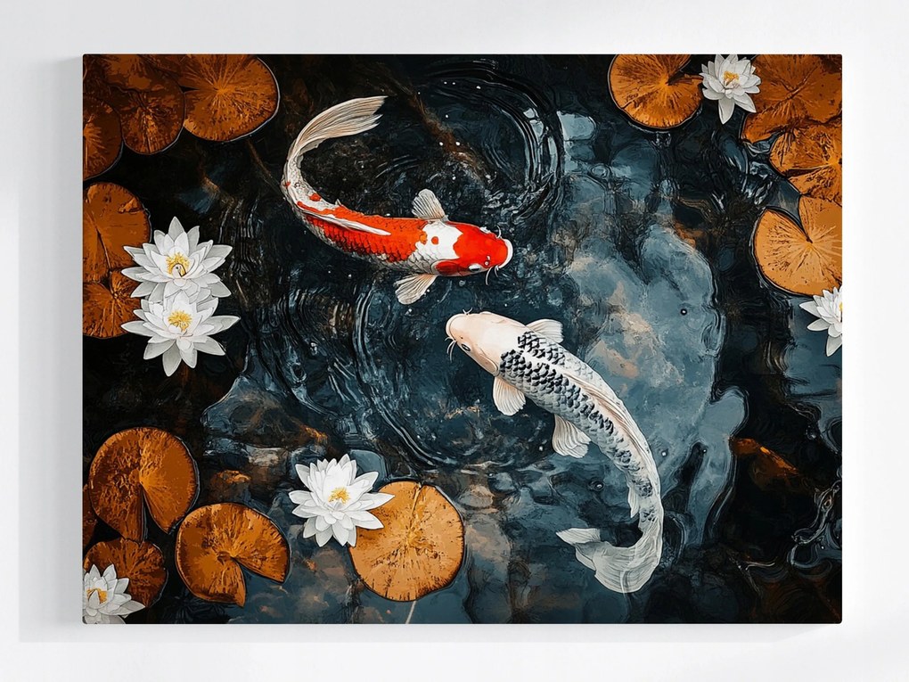 Poszter Halak Pontyok Koi Japán Tavirózsa Természet 80x60