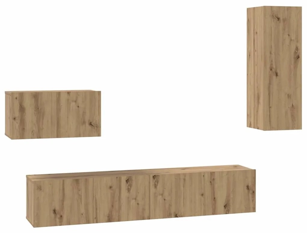 Fali TV Szekrény 4 pcs kézműves tölgy 200 x 30 x 30 cm
