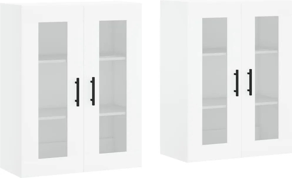 vidaXL 2 db fehér szerelt fa falra szerelhető szekrény