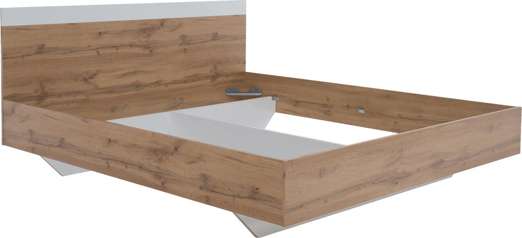 Dupla ágy, 160x200, tölgy wotan/fehér, GABRIELA