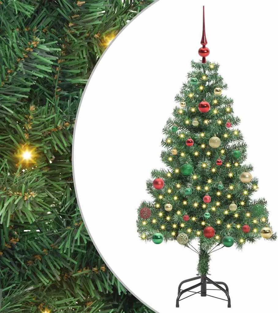 vidaXL Karácsonyfa 150 LED-del állvánnyal Zöld 150 cm PVC