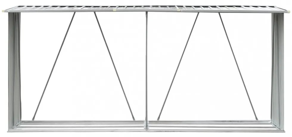 szürke horganyzott acél kerti tűzifatároló 330 x 84 x 152 cm