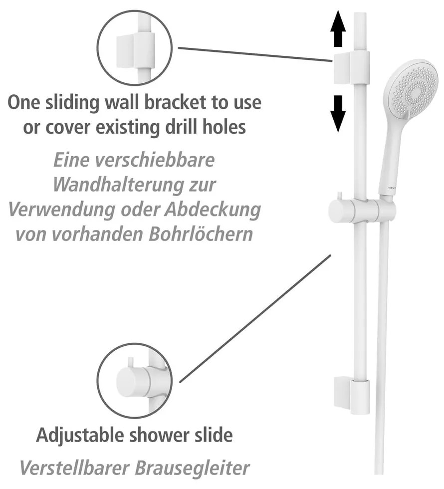 Fehér rozsdamentes acél zuhanyszett 70 cm Watersaving – Wenko