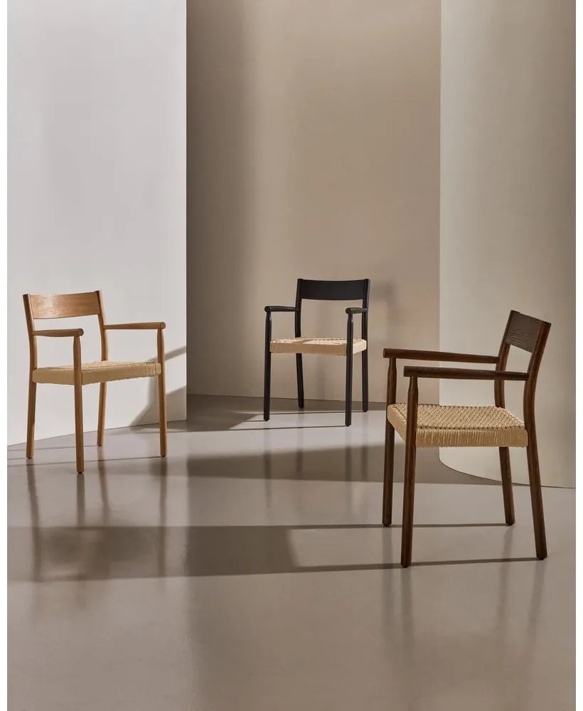 Fekete-natúr színű tölgyfa étkezőszék Yalia – Kave Home