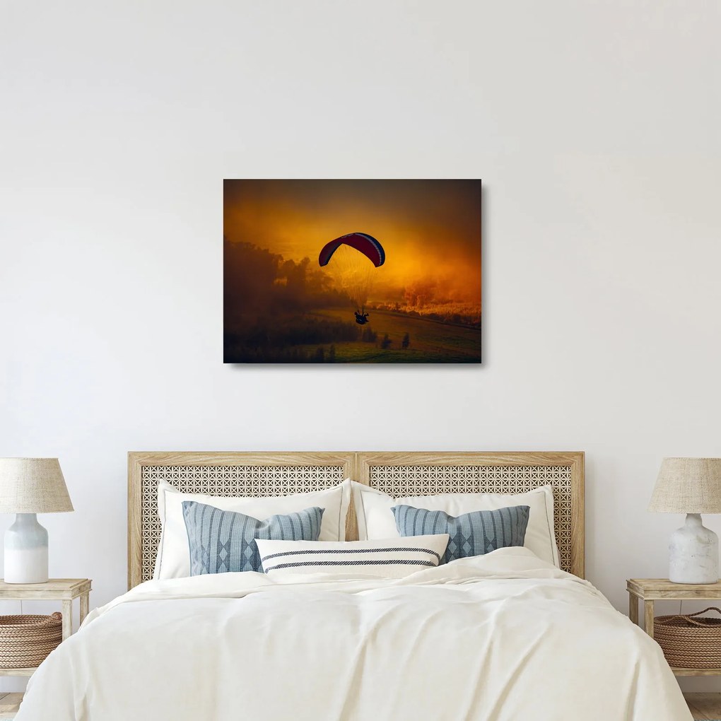 Ejtőernyős a naplementében képe (üvegen) (70x50 cm)