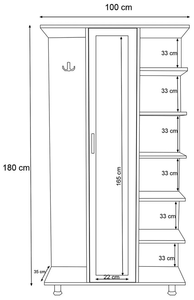 Előszoba fal Cercei (tölgy + fehér). 1088688