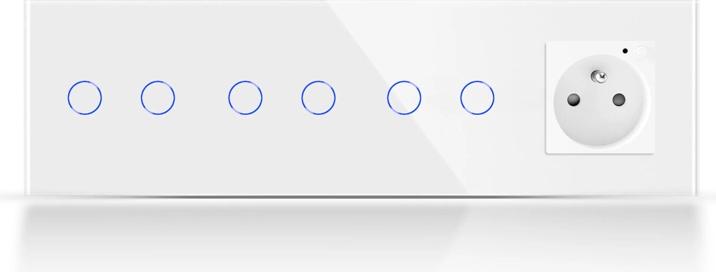 Intelligens Érintőkapcsoló 2+2+2 Aljzat Üveg Kapcsoló Wifi Tuya