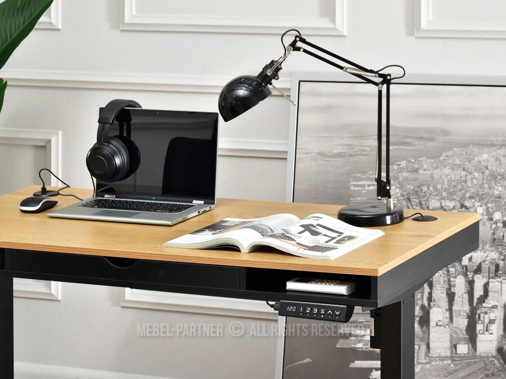 PC asztal Osto 120 (fekete tölgy + fekete). Akció -15%. 1109815